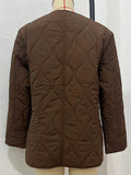 Women's Autumn Solid Color Round Neck Loose Quilted Coats