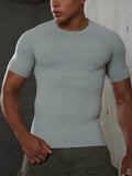 Men's Solid Color Seamless Quick-dry Sporty Short Sleeve Shirts