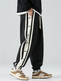 Men's Plus Size Side Stripe Letter Print Drawstring Jogger Pants