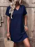 Female V Neck Comfort Slim Fit Short Sleeve Dresses