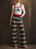 Cute Christmas Snowflake Print Knitting Overalls Jumpsuit