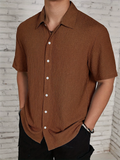 Men's Summer Wear Textured Short Sleeve Button Down Shirts