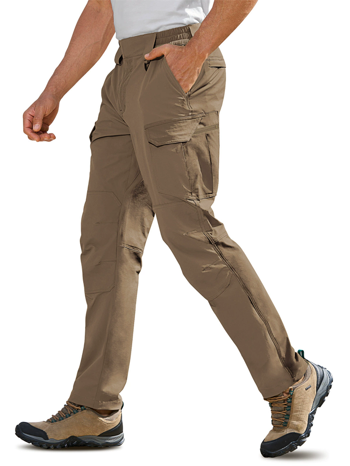 Men's Autumn Solid Color Quick-dry Pockets Outdoor Cargo Trousers