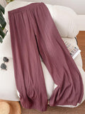 ‌Women's Loose Fit High-Waisted Straight Leg Cozy Texture Pants