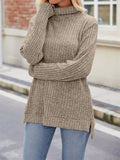 Women's Striped Texture High Neck Slim Fit Shirt
