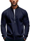 Men's Spring Contrast Color Baseball Collar Zip Jacket Coat