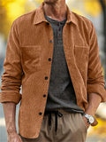 Men's Autumn Corduroy Long-sleeved Casual Pocket Lapel Jackets