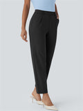 Women's Solid Color Casual Straight Cropped Suit Pants