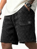 Men Retro Loose Fit Drawstring Summer Corduroy Shorts