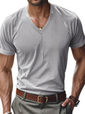 Comfy Men's Casual V-neck Corduroy Short Sleeve Shirt