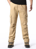 Men's Casual Solid Color Cotton Autumn Cargo Trousers