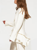 Women's Long Sleeve Lapel Single Breasted Asymmetric Hem Suit Coat