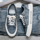 Men's Casual Trendy Lace Up Distressed Canvas Flats Shoes