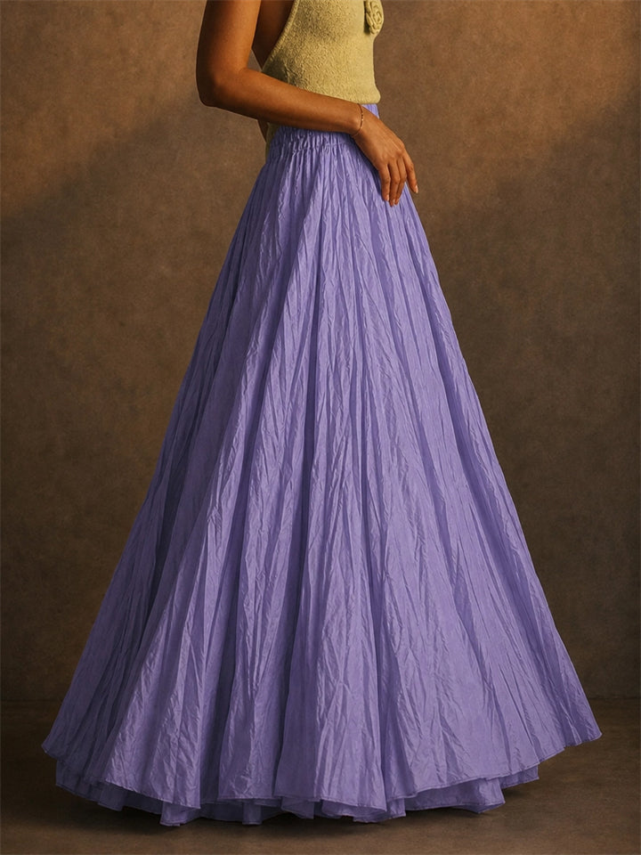 Women High Waist Crinkle Flowy Big Hem Boho Maxi Skirts