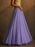 Women High Waist Crinkle Flowy Big Hem Boho Maxi Skirts
