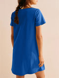 Women's Solid Color Square Neck Pockets Mini Dress