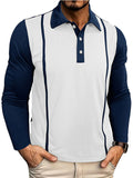 Male's Casual Autumn Contrast Color Long-sleeved Polo Shirts