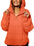 Women's Casual Solid Color Pockets Pullover Hooded Coats