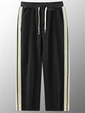 Men's Winter Fleece Lined Striped Stand Collar Tracksuit Set