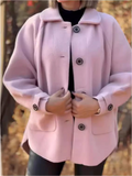 Women's Autumn Casual Solid Color Buttons Lapel Cardigan Coats