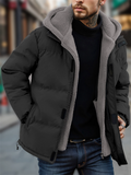 Men's Winter Thicken Hooded Fleece Patchwork Puffer Jackets