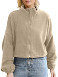 Women's Sports Style Stand Collar Zipper Short Sweatshirt