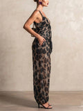 Womens V Neck Geometric Print Knot Front Harem Jumpsuit
