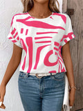 Women's Summer Print Round Neck BatWing Sleeve Shirt