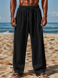 Comfy Men's Linen Solid Color Drawstring Pants