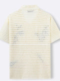 Men's Summer Hollow Cartoon Crochet Button Up Short Sleeve Polo Shirts