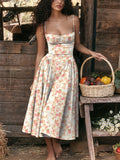 Vintage Spaghetti Strap Bustier Swing Dress for Women