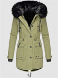 Women's Parka Thickened Coat with Faux Fur Hood