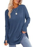 ‌Women's Simple Rpund Neck Long Sleeve Loose Fit Casual T-Shirt‌s