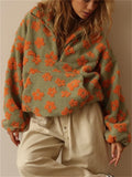 Women's Autumn Floral Long-sleeved Pullover Fleece Sweatshirts
