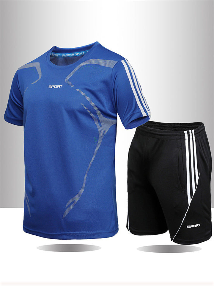 Summer Sports Breathable Quick Dry Short Sleeve Top + Loose Shorts