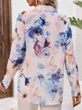 Women's Summer Printed V Neck Button Up Half Sleeve Blouses
