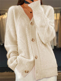 Women's Elegant Solid Color Button Up Warm Sweater Cardigan