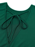 Stylish Hem Knot Design Round Neck Cap Sleeve Jumpsuit for Lady