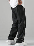 Men's High Street Retro Solid Color Sports Straight Trousers