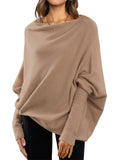 Ladies Oversized Batwing Sleeve Boatneck Knit Sweaters