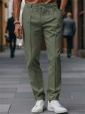 Men's Simple Elastic Waist Drawstring Straight Leg Casual Pants