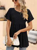 Women's Loose Sweet Style Solid Color Hollow Round Neck Shirts
