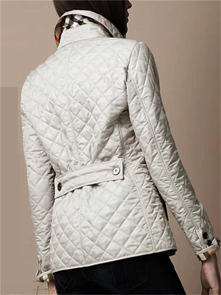 Women's Trendy Solid Color Lapel Single Breasted Quilted Coat