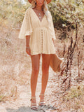 Sexy V Neck Wide Sleeve Waisted Mini Dress for Women