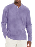 Men's Casual Solid Color Long Sleeve Henley Shirts