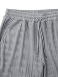 Men's Loose Drawstring Stripe Texture Straight-Leg Pants