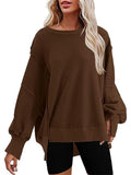 Women's Oversized Crew Neck Side Slit Street Sweatshirt