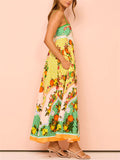 Female Stylish Lively Sleeveless Fruit Print Strappy Dresses