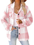 Female Casual Thermal Lapel Button Plaid Cashmere Coat