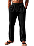 Men's Casual Solid Color Stripe Mid Rise Drawstring Pants